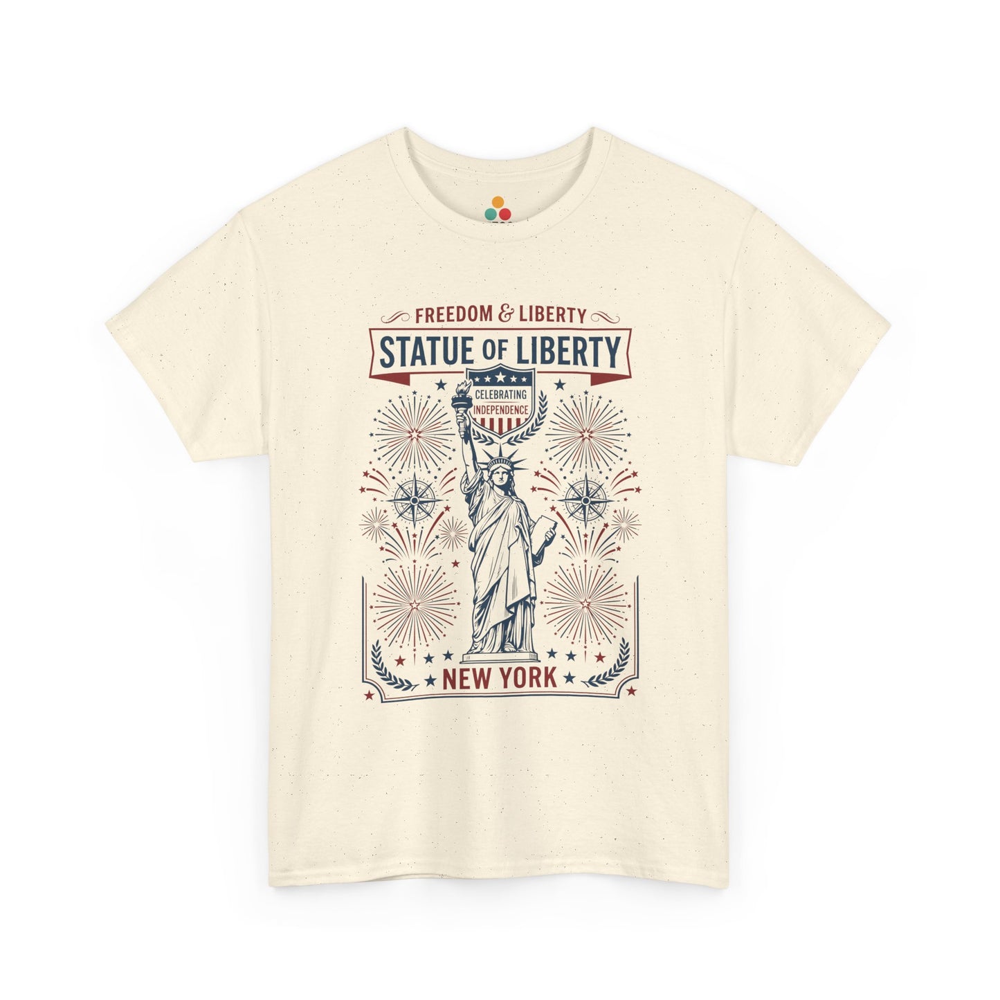 Vintage Statue of Liberty New York Justice Patriotic 4th of July cream ivory T-shirt | TEEZOCA 