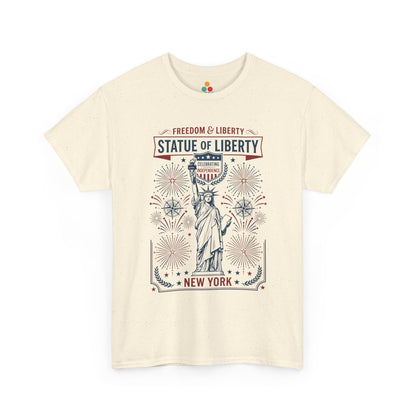 Vintage Statue of Liberty New York Justice Patriotic 4th of July cream ivory T-shirt | TEEZOCA 