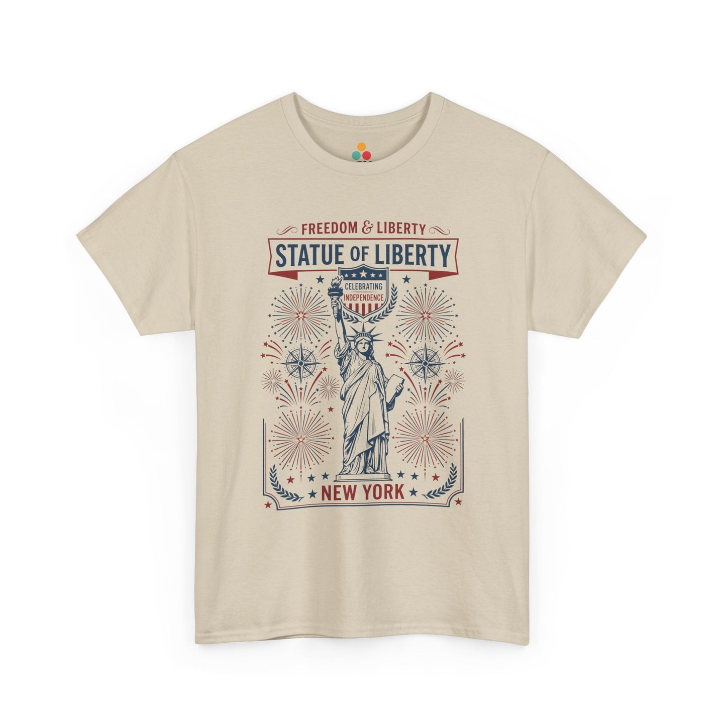 Vintage Statue of Liberty New York Justice Patriotic 4th of July oatmeal beige T-shirt | TEEZOCA 