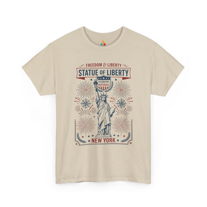 Vintage Statue of Liberty New York Justice Patriotic 4th of July oatmeal beige T-shirt | TEEZOCA 