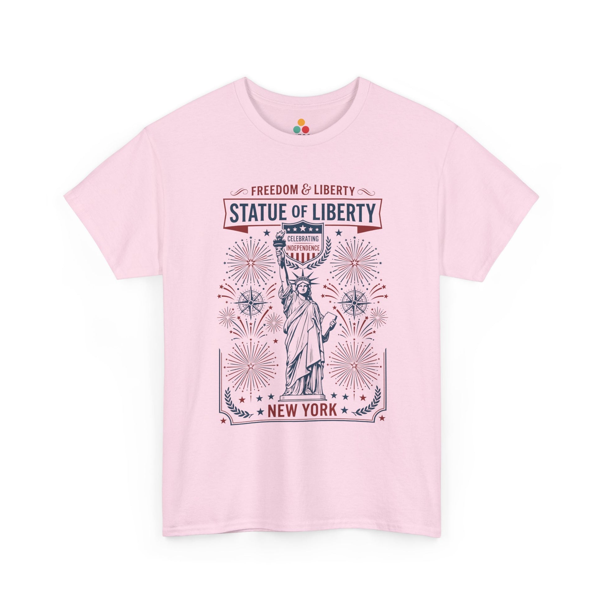 Vintage Statue of Liberty New York Justice Patriotic 4th of July soft pink T-shirt | TEEZOCA 