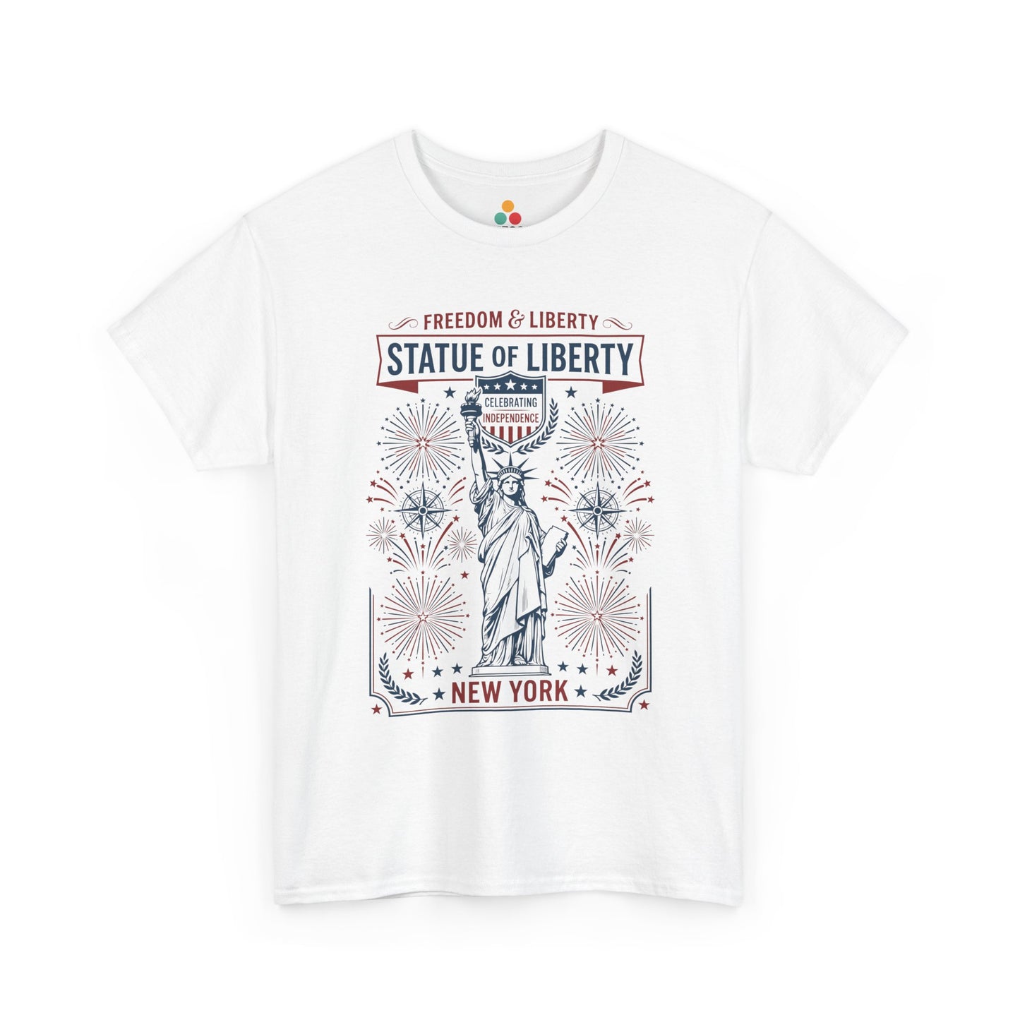 Vintage Statue of Liberty New York Justice Patriotic 4th of July white T-shirt | TEEZOCA 