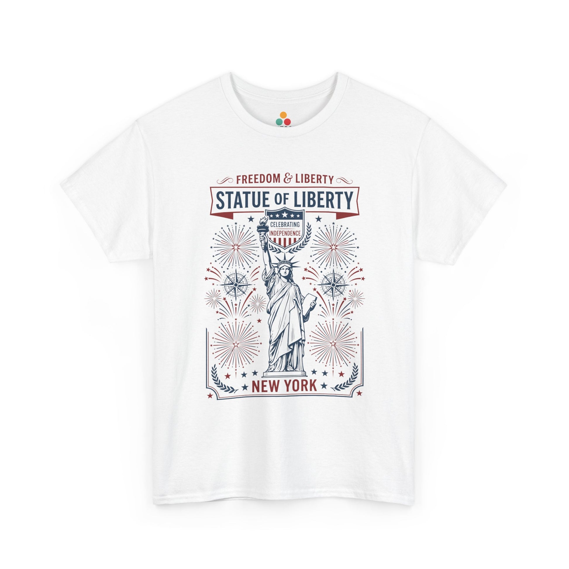 Vintage Statue of Liberty New York Justice Patriotic 4th of July white T-shirt | TEEZOCA 
