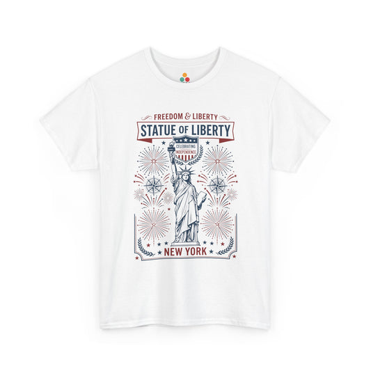 Vintage Statue of Liberty New York Justice Patriotic 4th of July white T-shirt | TEEZOCA 