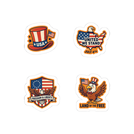 Vintage USA Patriotic Sticker Pack – Aesthetic 4th of July Sticker Set | TEEZOCA 