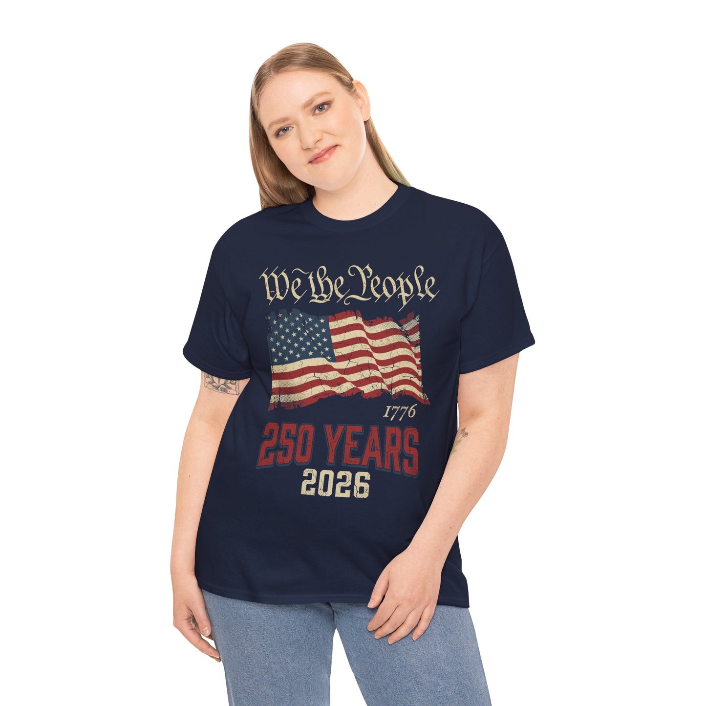 We The People USA 250th Anniversary t-shirt by TEEZOCA with vintage flag art for 4th of July shirts.
