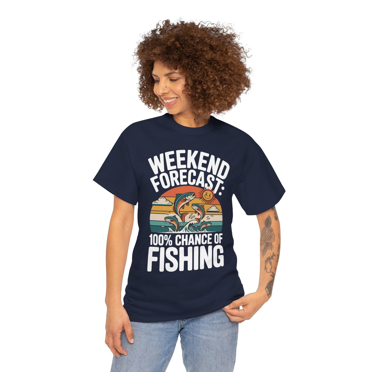 Weekend Forecast 100% Chance of Fishing Unisex T-shirt | TEEZOCA 