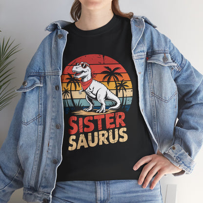 Sister Saurus Funny T-Shirt – Retro Dino Sister Tee | TEEZOCA 