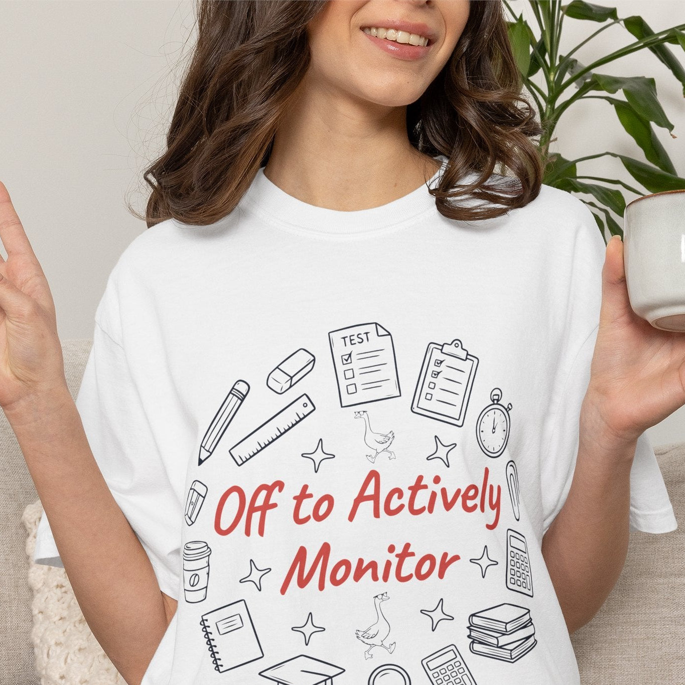 Off to Actively Monitor Funny Teacher Testing Day Comfort Colors T-Shirt – Sarcastic Test Day School Graphic Tee Gift for Educators | TEEZOCA 