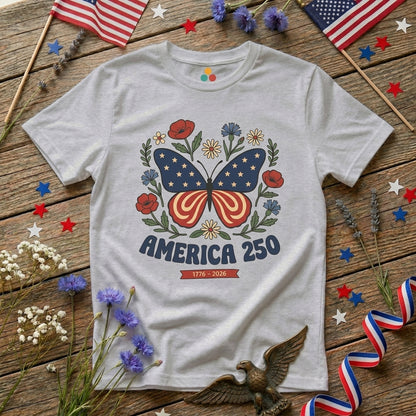 Womens Butterfly T Shirt America 250 Patriotic Floral T-shirt | TEEZOCA 
