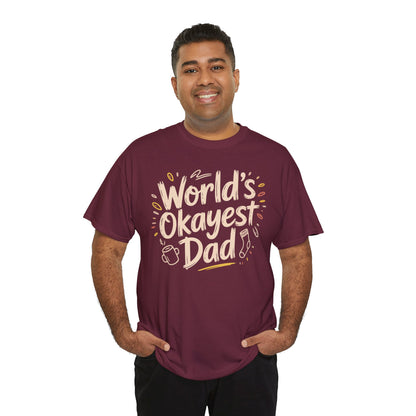 World’s Okayest Dad Funny Graphic Unisex T-shirt | TEEZOCA coffee and socks dad theme Unisex T-shirt