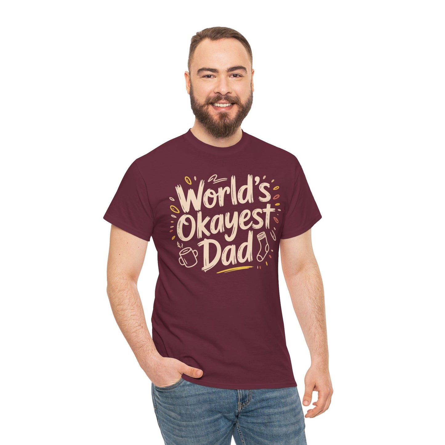 World’s Okayest Dad Funny Graphic Unisex T-shirt | TEEZOCA humorous father statement Unisex T-shirt