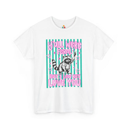 Y'all were Feral But I Low Key Love You Tee shirt Raccoon Funny Teacher Last Day Of school Gift T-Shirt | TEEZOCA 
