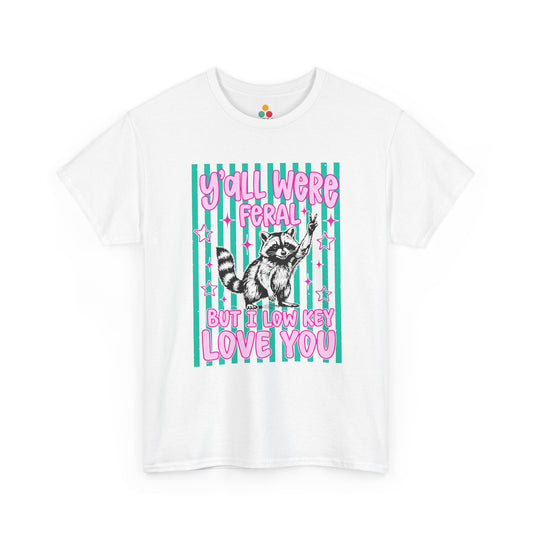 Y'all were Feral But I Low Key Love You Tee shirt Raccoon Funny Teacher Last Day Of school Gift T-Shirt | TEEZOCA 