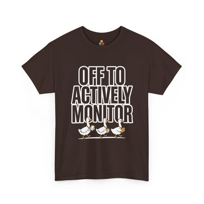 actively monitor teacher shirt duck teacher testing day shirt proctor squad shirt | TEEZOCA Unisex T-shirt designed as a duck squad shirt style with goose proctor art and state testing teacher humor.
