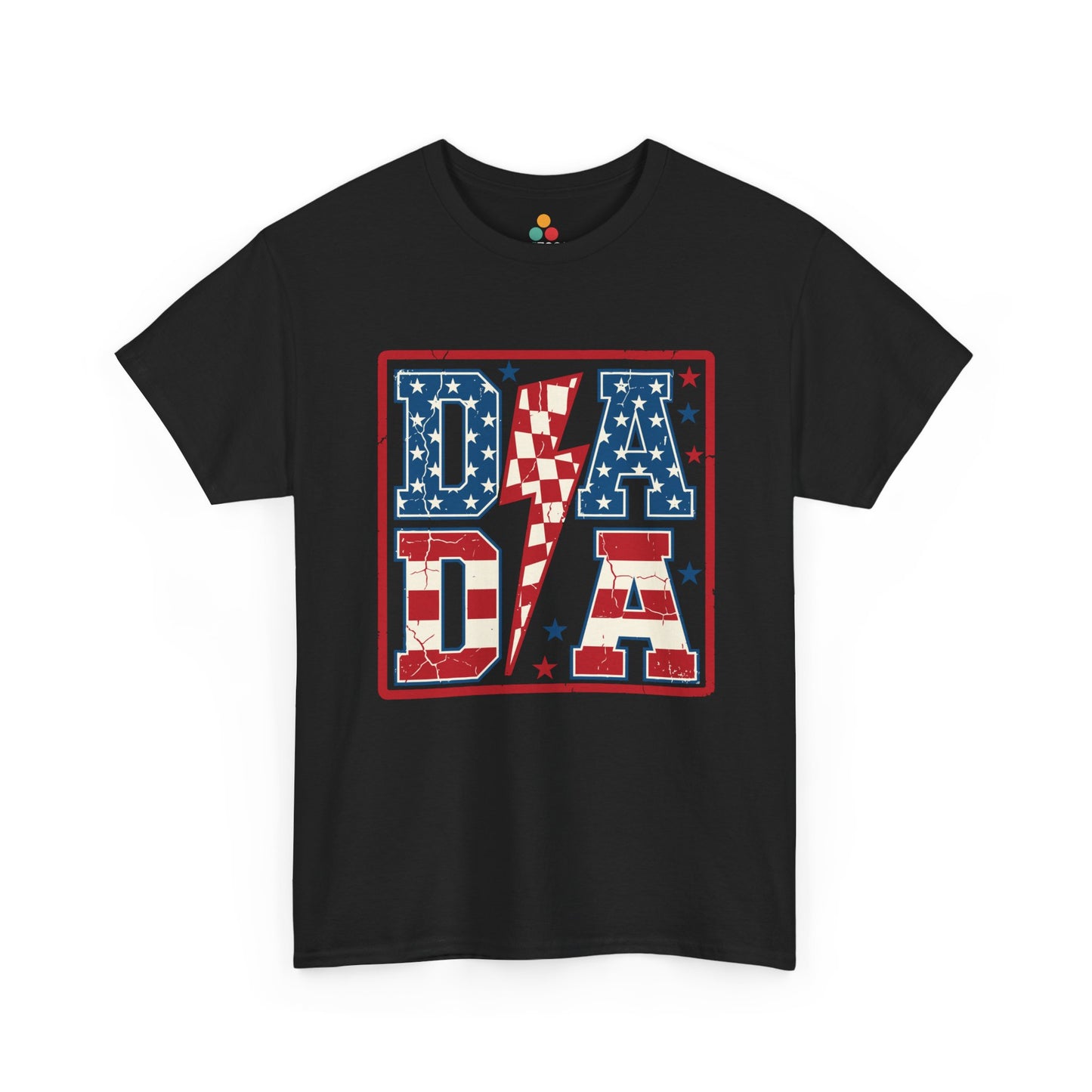 black  Patriotic DADA Lightning Bolt T-Shirt – 4th of July Dad Gift | USA Stars & Stripes Father's Day Tee