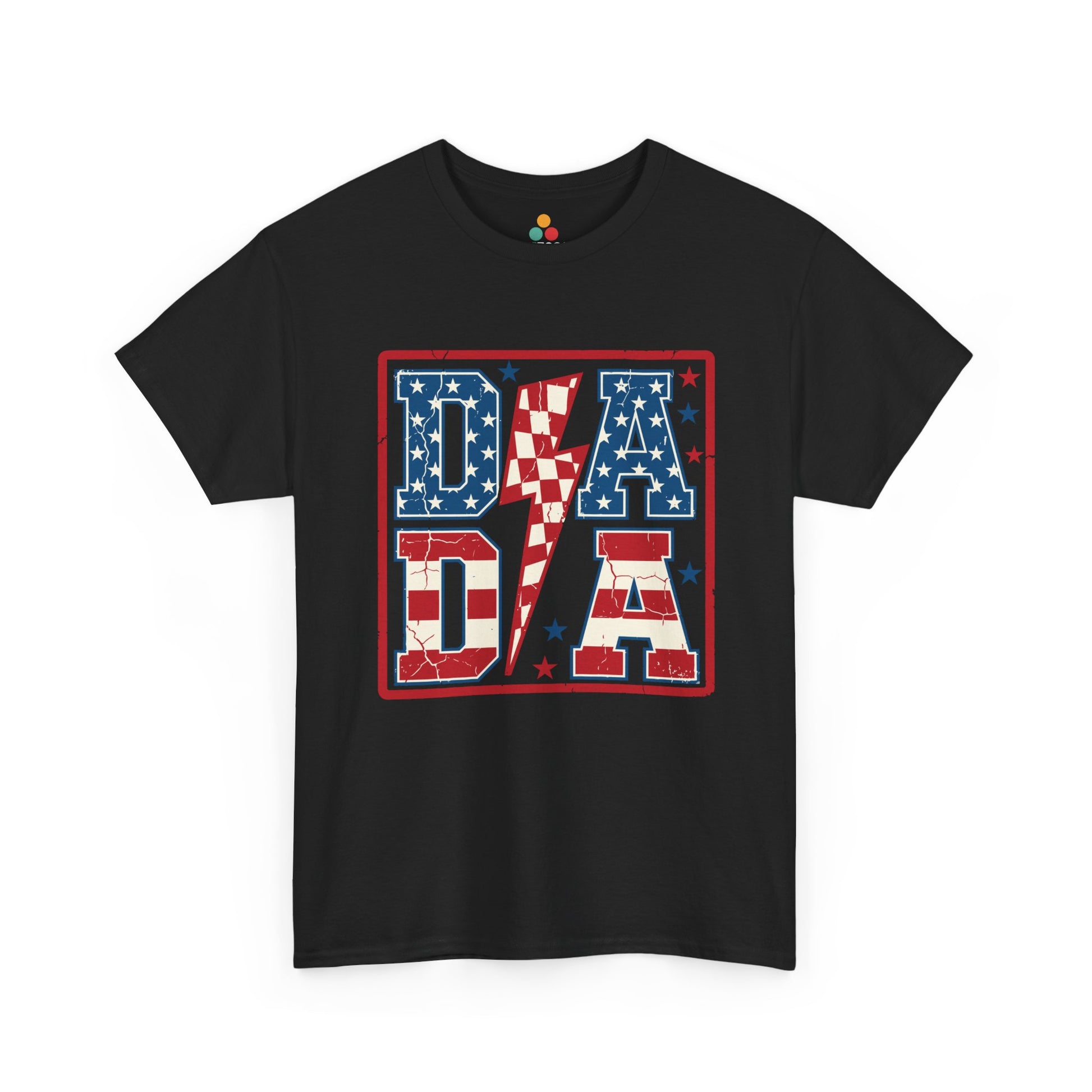 black  Patriotic DADA Lightning Bolt T-Shirt – 4th of July Dad Gift | USA Stars & Stripes Father's Day Tee