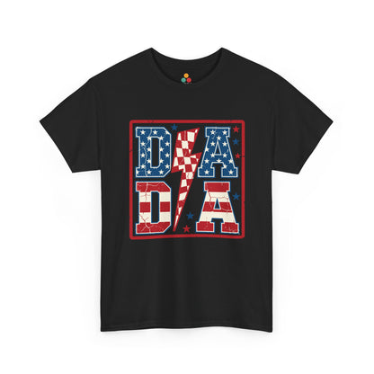 black  Patriotic DADA Lightning Bolt T-Shirt – 4th of July Dad Gift | USA Stars & Stripes Father's Day Tee