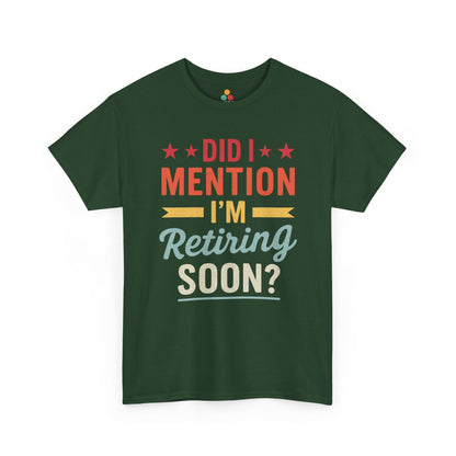  "Did I Mention colorful retirement stripes on dark heather gray tee, front view"​​

