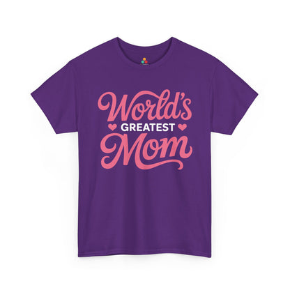 World’s Greatest Mom Women's T-shirt Mother's Day Gift Pink Script | TEEZOCA 