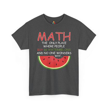 "Math watermelon funny shirt worn casually, perfect for teachers and math lovers"