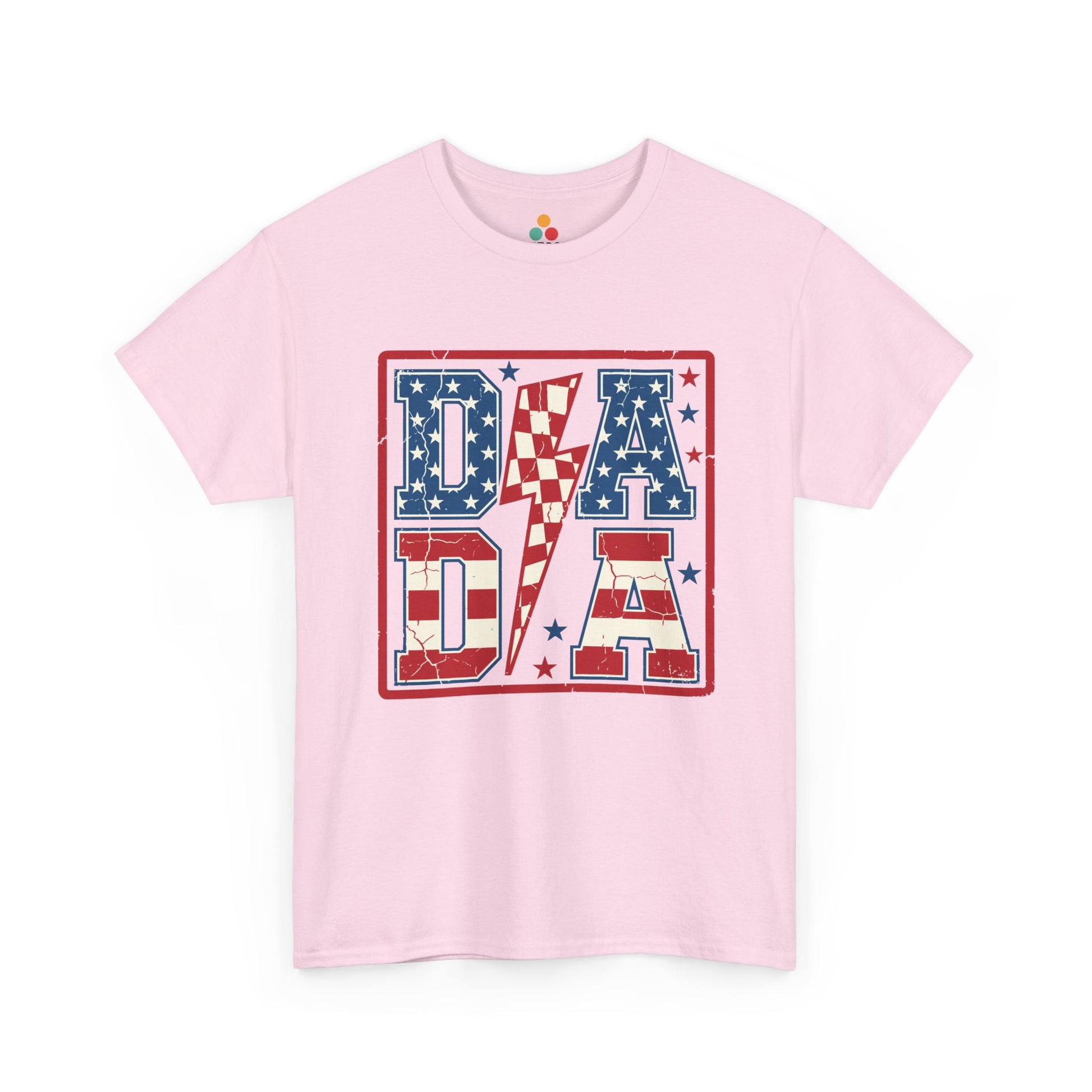 pink Patriotic DADA Lightning Bolt T-Shirt – 4th of July Dad Gift | USA Stars & Stripes Father's Day Tee

