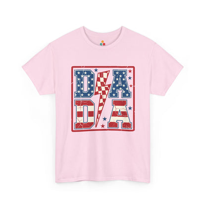 pink Patriotic DADA Lightning Bolt T-Shirt – 4th of July Dad Gift | USA Stars & Stripes Father's Day Tee


