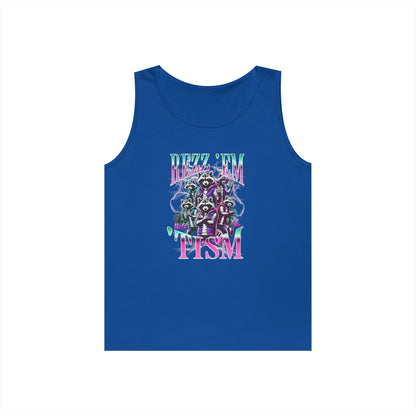 “Teezoca neurodivergent pride Rizz Em With The Tism neon graphic tank top dark green front”

