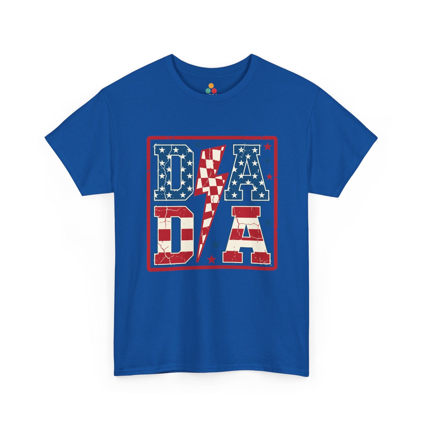 royal Blue  Patriotic DADA Lightning Bolt T-Shirt – 4th of July Dad Gift | USA Stars & Stripes Father's Day Tee
