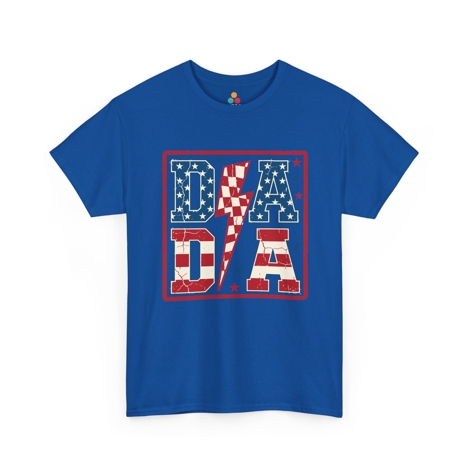 royal Blue  Patriotic DADA Lightning Bolt T-Shirt – 4th of July Dad Gift | USA Stars & Stripes Father's Day Tee