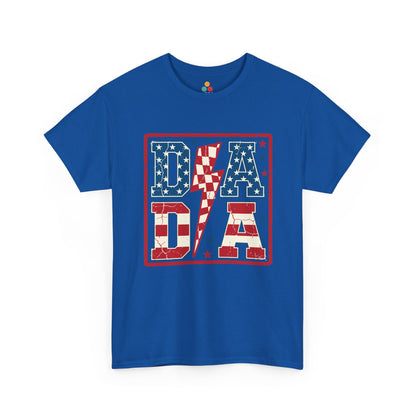 royal Blue  Patriotic DADA Lightning Bolt T-Shirt – 4th of July Dad Gift | USA Stars & Stripes Father's Day Tee