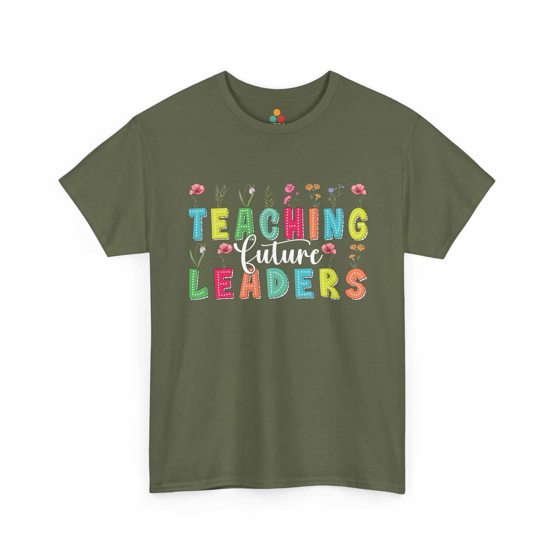  “Teezoca green Teacher Future Leaders floral shirt, classroom inspiration, teacher appreciation front”

