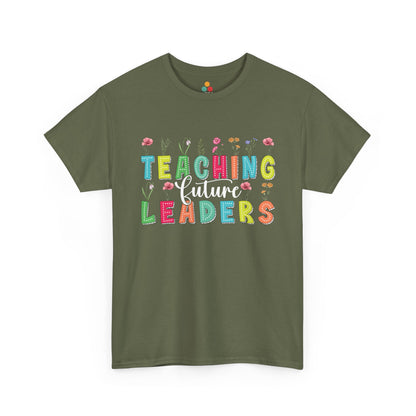  “Teezoca green Teacher Future Leaders floral shirt, classroom inspiration, teacher appreciation front”

