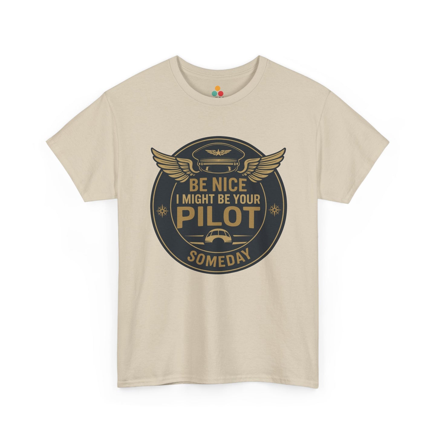 Heather gray t-shirt with vintage aviation badge design—“World’s Best Pilot”—gold wing emblem and classic bold text for pilots, flight instructors, and aviation lovers.