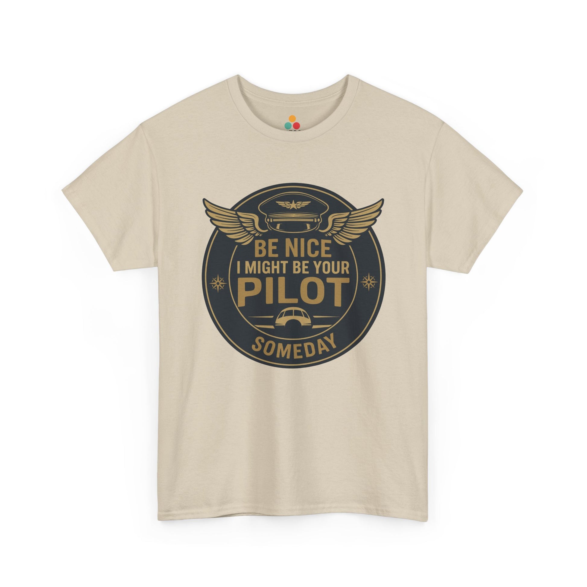 Heather gray t-shirt with vintage aviation badge design—“World’s Best Pilot”—gold wing emblem and classic bold text for pilots, flight instructors, and aviation lovers.